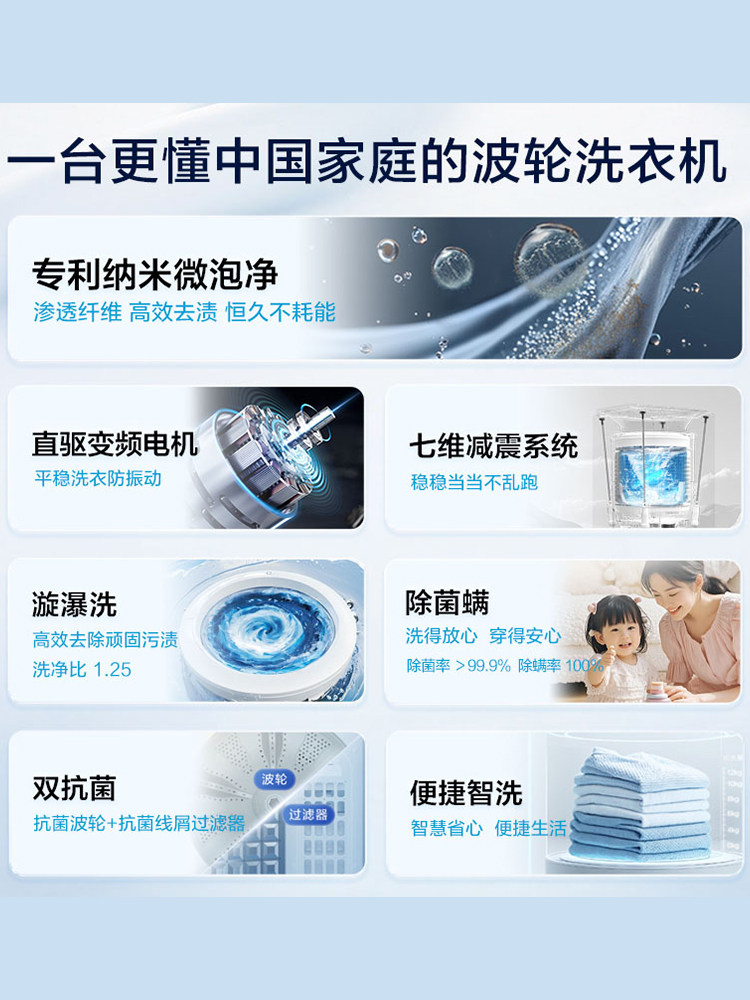Haier 8/10/ 12kg Ultra-Large Capacity Household Fully Automatic Direct-Drive Inverter Pulsator Washing Machine with Integrated Washing and Drying