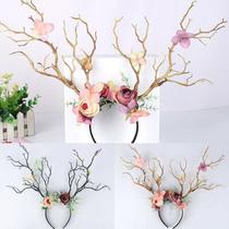 Gothic Antlers Deer Horns Branch Flower Twig Hair