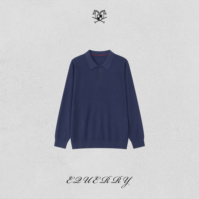 [Exclusive to Si Jie] Eq Men's Silk-Cashmere Blend Solid Color Turn-Down Collar Sweater-M560