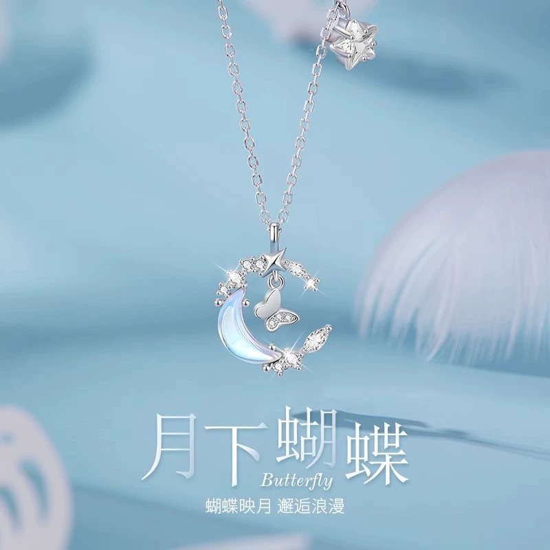 バタフライネックレス女性S999スターリングシルバー鎖骨チェーンハイエンドラグジュアリーニッチ2025新しいバレンタインデーギフト