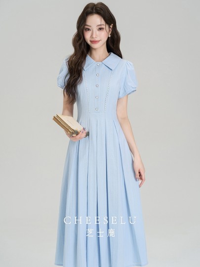 芝士鹿夏日温柔风初恋小白裙女新款法式学院风教资面试气质连衣裙