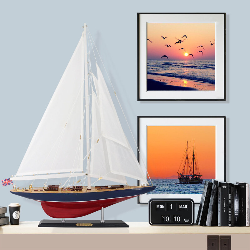 Delicate solid wood sailing model Single-mast American European-style Xuanguan decorations One sail for the Museum Modernity Pendulum Pieces-Taobao