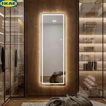 IKEA simple smart mirror full-length mirror with light frosted wall-mounted full-body mirror wall-mounted rounded LED light home decoration