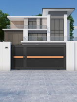 Aluminum art gate modern minimalist villa telescopic door aluminum alloy country courtyard door wrought iron electric door flat opening and sliding