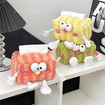Tissue box car armrest box cute style doll paper box bedside table storage bag car interior decoration tissue bag
