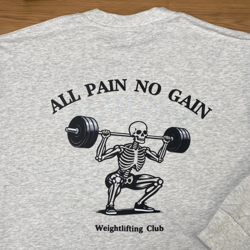 All Pain No Gain Sports T-Shirt Training Clothes for Men and Women Short-Sleeved Couple Fitness Weightlifting Comfortable Pure Cotton