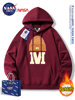 Nasa Co-Branded American Casual Heavyweight Long-Sleeve Sweatshirt for Men and Women, Fashionable, Loose-Fitting, Versatile, Fleece-Lined Hooded Top