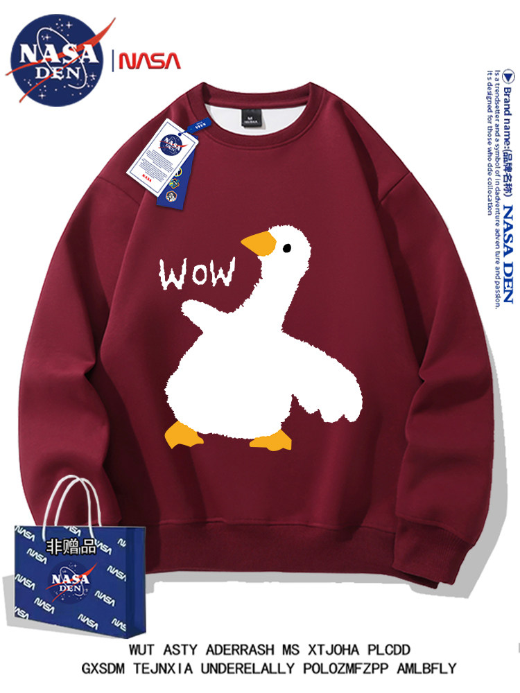 Nasa Co-Branded American-Style Crew Neck Long-Sleeve Sweatshirt for Men and Women, Autumn and Winter Warm Casual Loose Printed ins Jacket