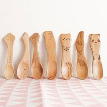 Cute Cartoon Children Wooden Spoon Coffee Tea Soup Stirring
