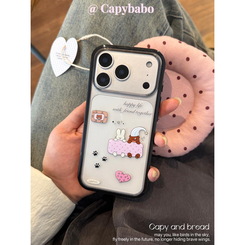 Capybabo《Sleeping Bear》New Case! Cute Illustration Original Design for Girls, Full Coverage Large Hole Acrylic Suitable for Apple Phone Case 17Pro16Promax14Pro15 Capybabo《Sleeping Bear》New Case! Cute Illustration Original Design for Girls, Full Coverage Large Hole Acrylic Suitable for Apple Phone Case 17Pro16Promax14Pro15