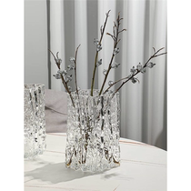 Ins style high-end home light luxury hydroponic vase glass transparent flower arrangement rose flowers living room table decorations