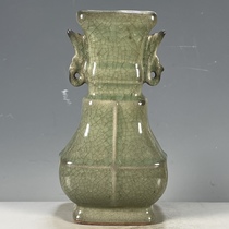 Wenwan antique porcelain second-hand goods miscellaneous finds and old objects collection Ru porcelain open-piece binaural vase ornaments