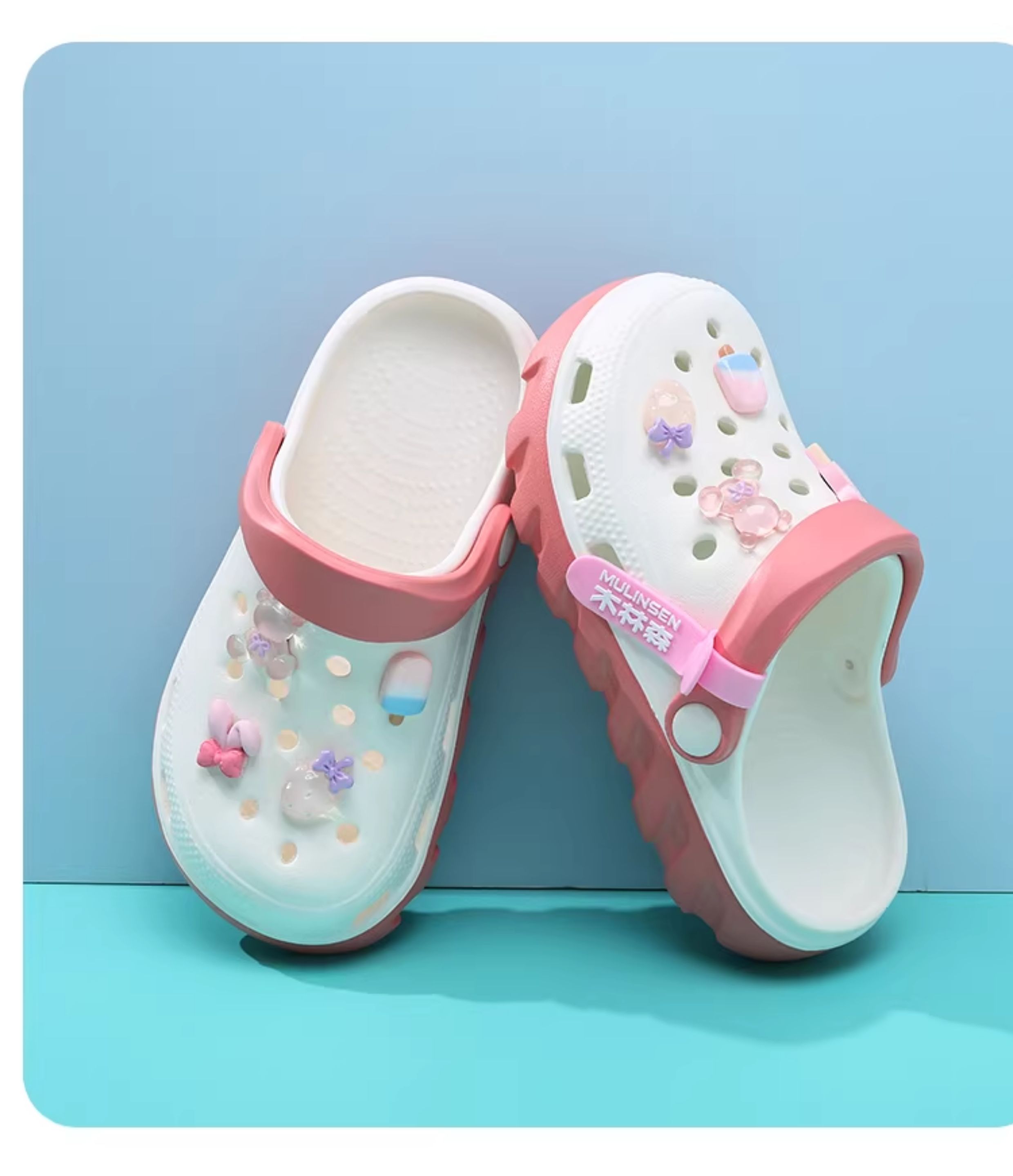 Mlskms-Vautid Girl Hole Shoes New Arrival Outdoor Non-Slip Kids Slippers Cherry Blossom Sandals Baby Girl Beach Shoes — 38