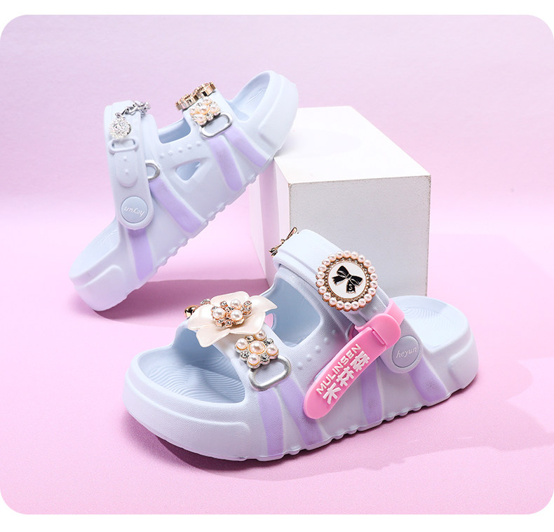 Mulinsen Girls' Sandals 2026 New Summer Children's Slippers for Older Kids, Suitable for Water, Non-Slip Girls' Sandals — 18