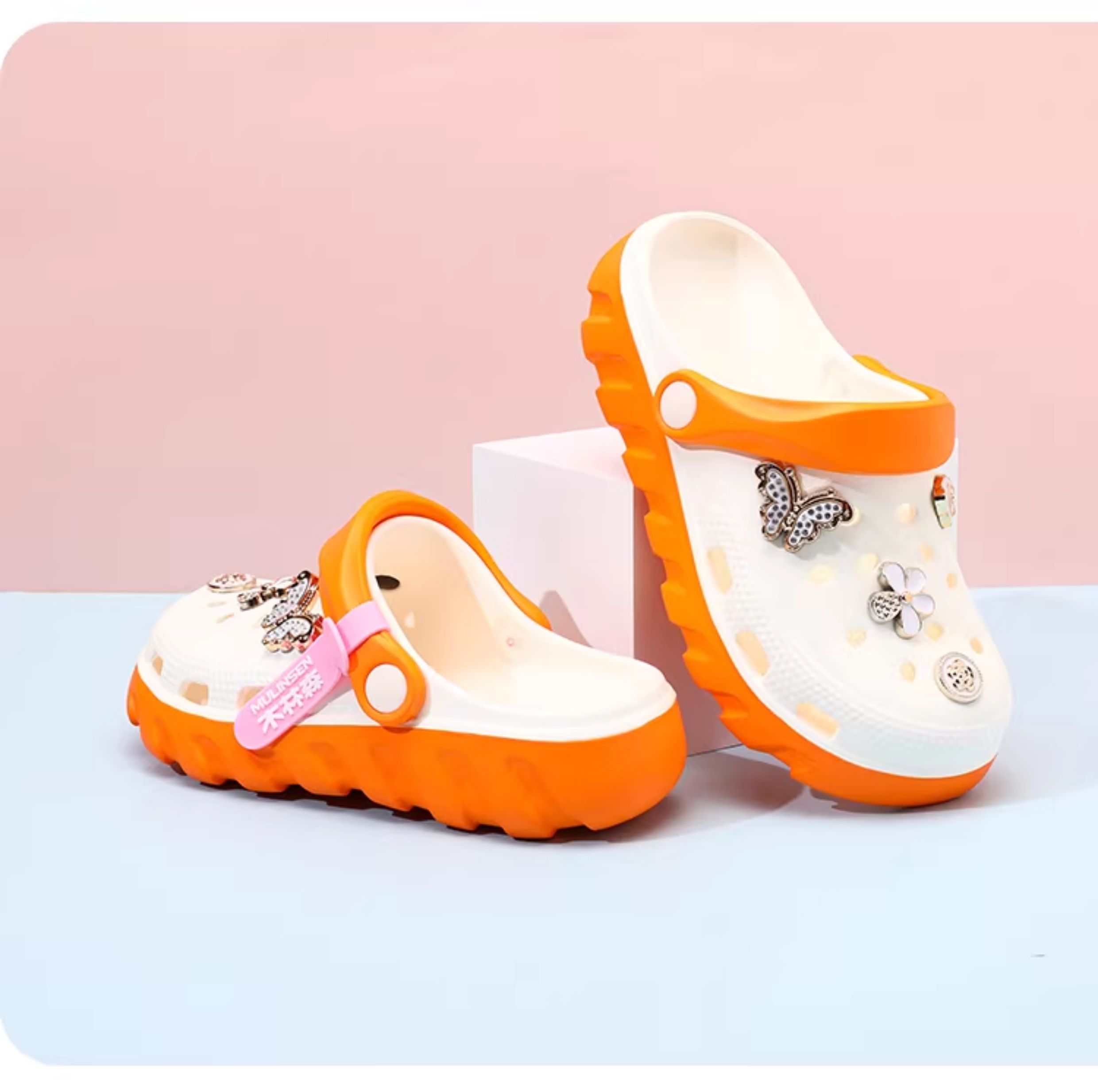 Mlskms-Vautid Girl Hole Shoes New Arrival Outdoor Non-Slip Kids Slippers Cherry Blossom Sandals Baby Girl Beach Shoes — 25