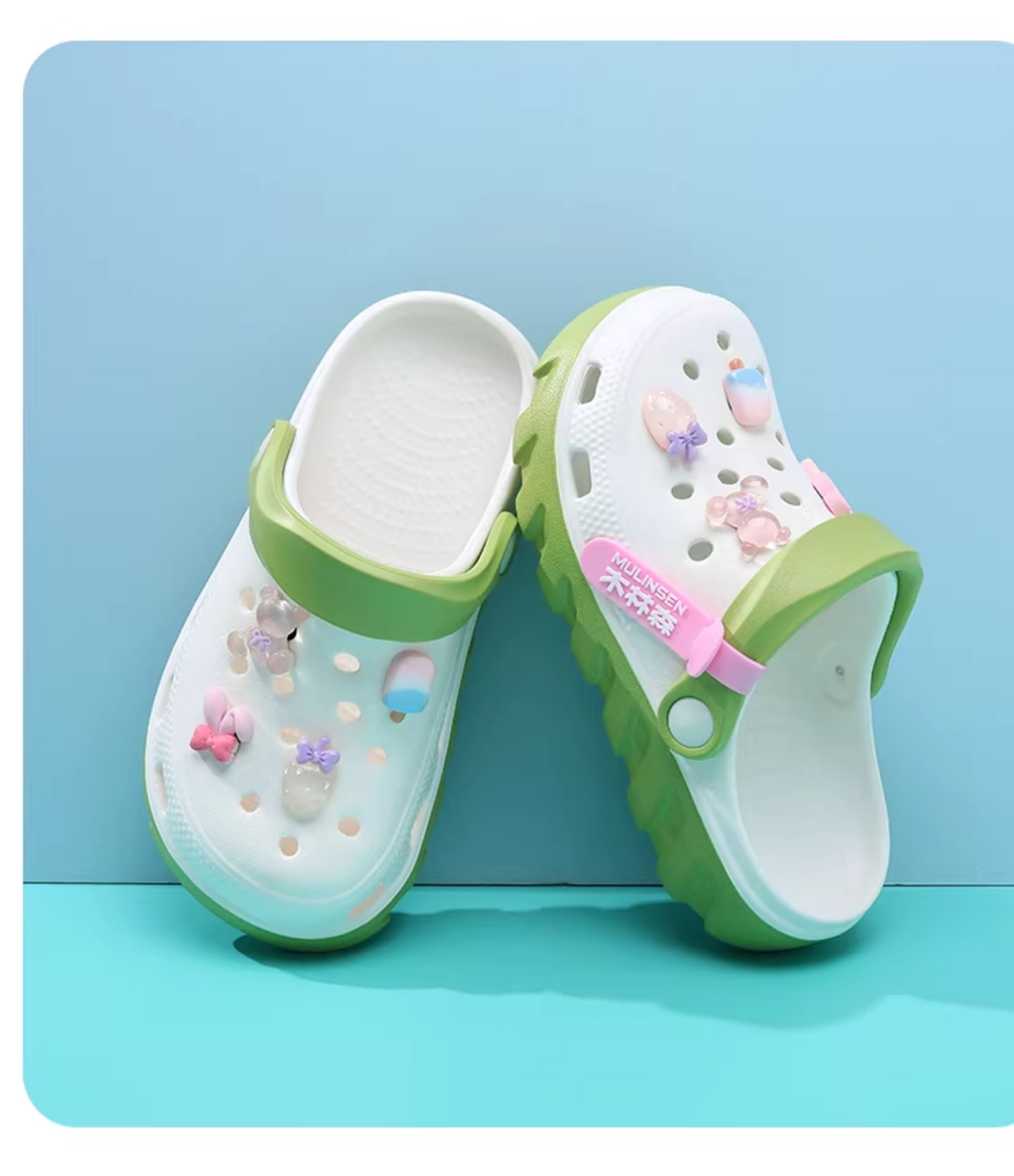 Mlskms-Vautid Girl Hole Shoes New Arrival Outdoor Non-Slip Kids Slippers Cherry Blossom Sandals Baby Girl Beach Shoes — 35