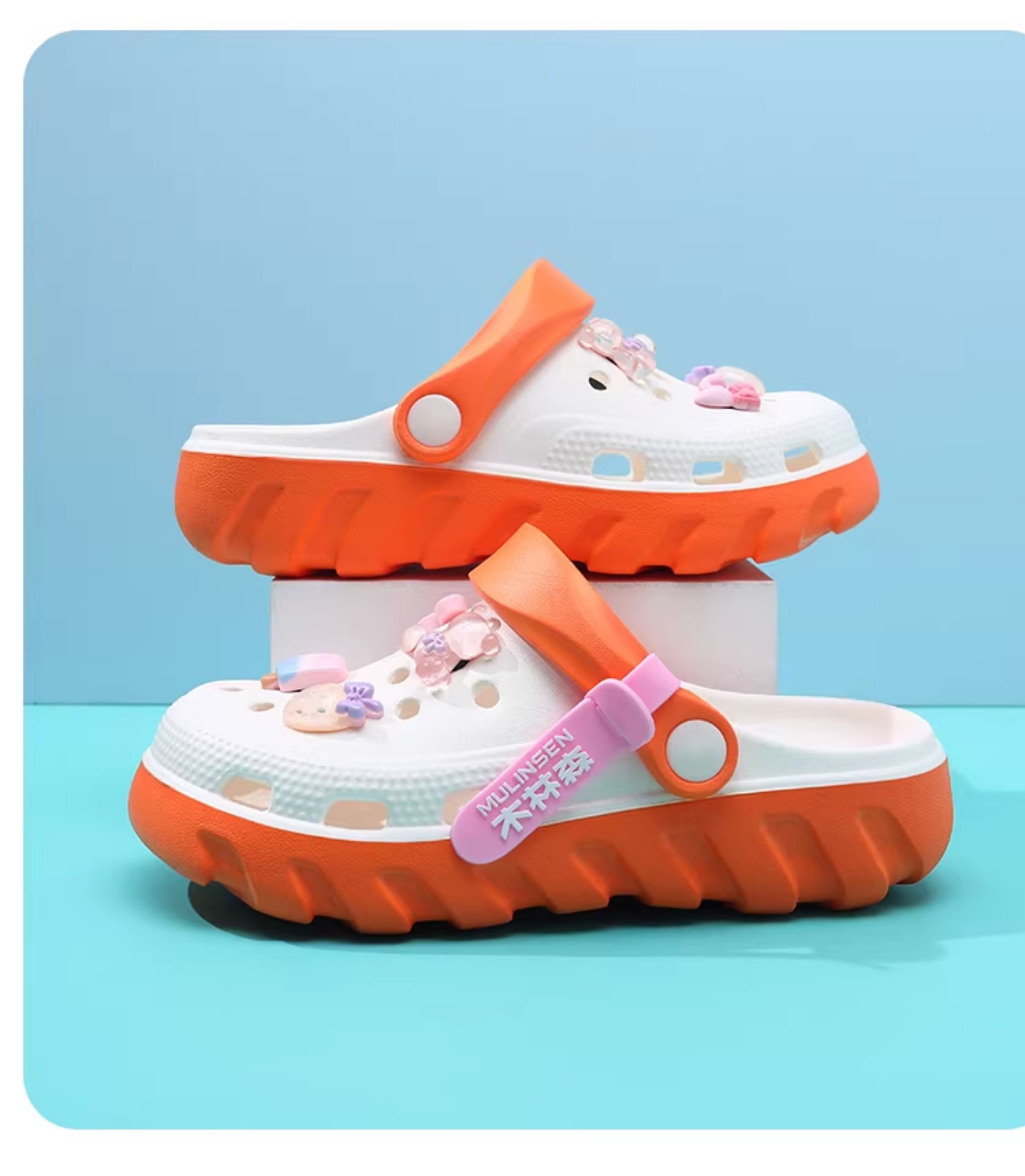 Mlskms-Vautid Girl Hole Shoes New Arrival Outdoor Non-Slip Kids Slippers Cherry Blossom Sandals Baby Girl Beach Shoes — 42