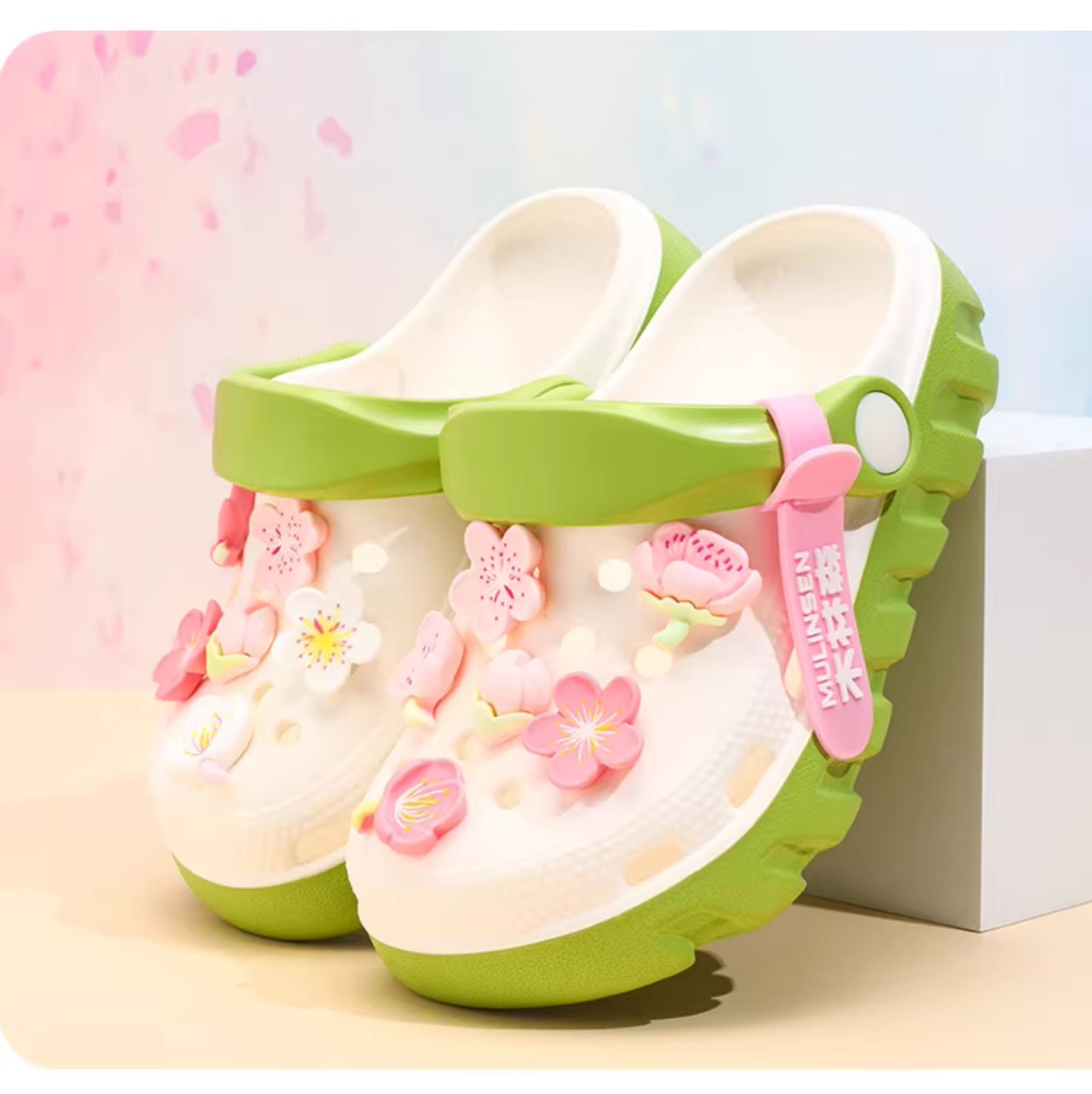 Mlskms-Vautid Girl Hole Shoes New Arrival Outdoor Non-Slip Kids Slippers Cherry Blossom Sandals Baby Girl Beach Shoes — 8