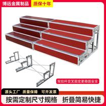 Choir stage three-layer aluminum alloy solid wood movable folding stage stand school graduation photo steps manufacturer