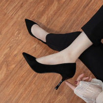 2024 new style 31 32 33 small size professional high heels womens stiletto suede 41-43 large size pointed toe single shoes
