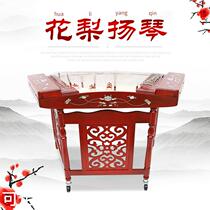 Classical musical instrument 402 Yangqin red flower pear wood bay carved Yangqin color wood grass flowers Yangqin Yang Qin manufacturer spot customized