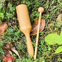 Wooden sound tube Orff musical instrument oak grooved single sound tube childrens music dubbing teaching aids custom-made log clapper
