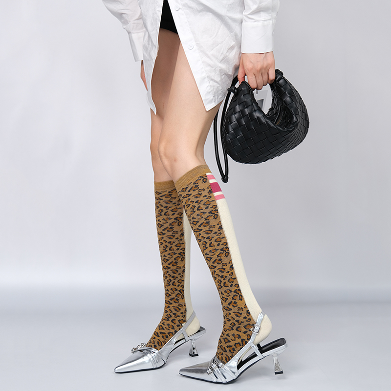 A Woman with Leopard Print Has a Certain Elegance ~ High-End Retro Classic Leopard Print Patchwork with Contrasting Colors, Knee-High, Calf-Length, Wild Charm A Woman with Leopard Print Has a Certain Elegance ~ High-End Retro Classic Leopard Print Patchwork with Contrasting Colors, Knee-High, Calf-Length, Wild Charm