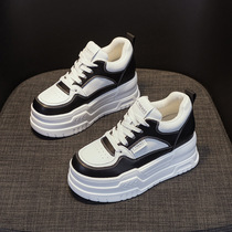 8cm thick-soled muffin inner height-enhancing ins shoes for students Korean version versatile single-lid 2024 spring and autumn new womens shoes trend