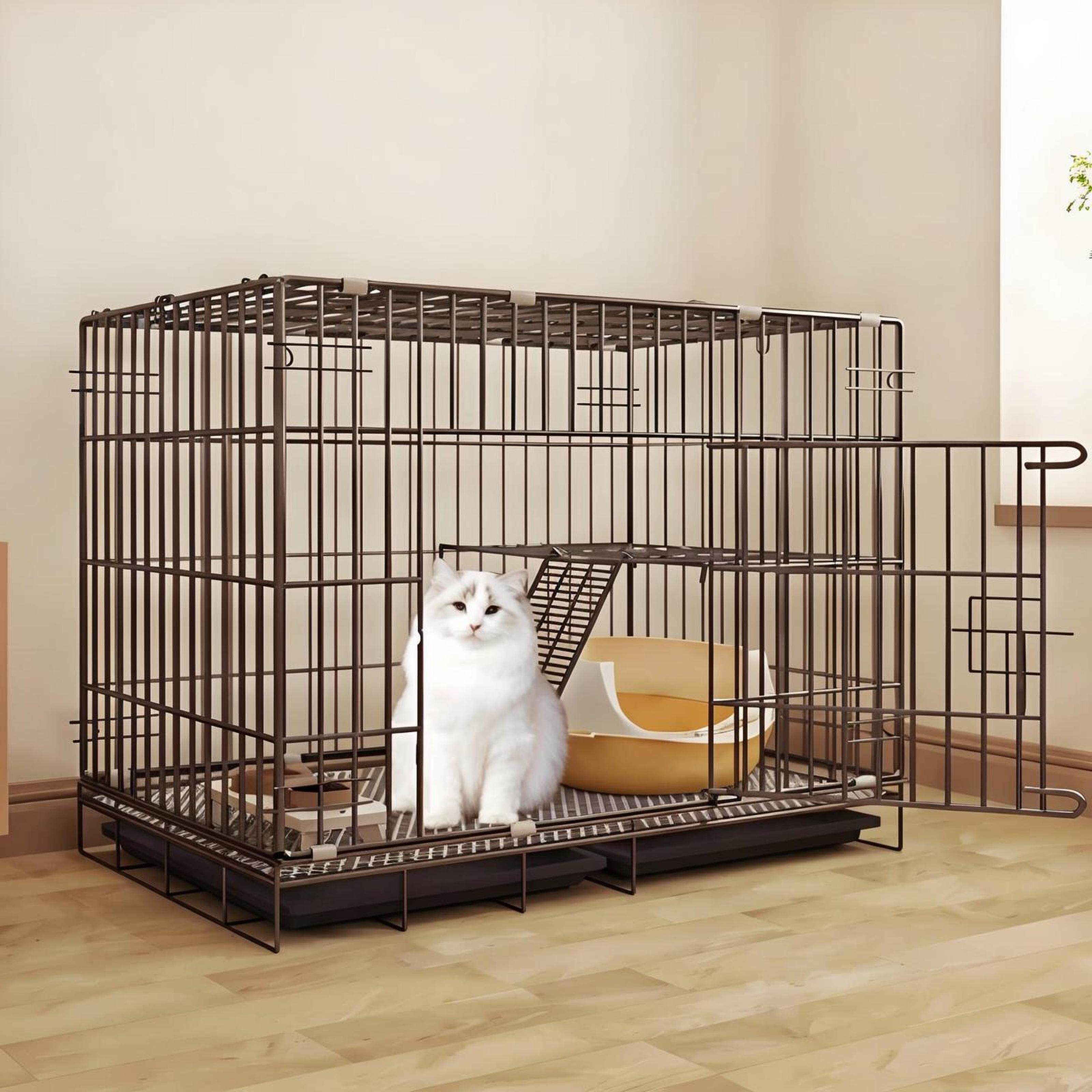 猫笼子家用室内猫别墅厕所一体:不占地双层折叠猫笼猫屋窝,拯救空间焦虑症!-猫笼子-淘宝好物网