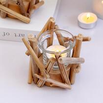 Log candle holder drift wooden candle holder creative wedding Christmas candle cup romantic home decoration ornaments