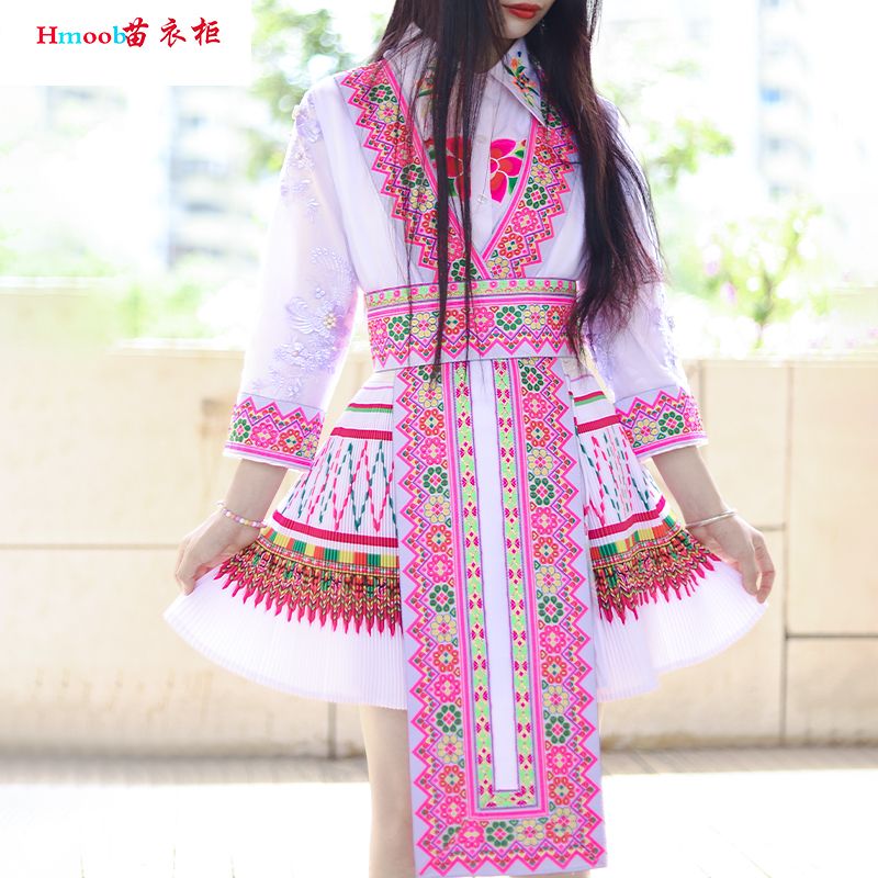 Miao Wardrobe New Miao Women Dress Original Custom Slim Clothes Guizhou Yunnan Wenshan Minority Wind suit-Taobao