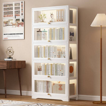 High-end bookcase floor-standing solid wood bookshelf with door storage rack storage cabinet dust-proof free combination display cabinet modern