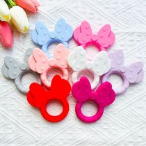 1PC Silicone Teether Cartoon Mouse Head Animal Food Grade Si