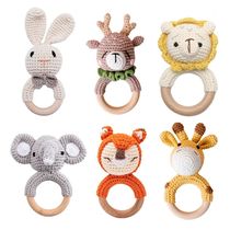 1pc Baby Teether Music Rattles for Kids Animal Crochet Rattl