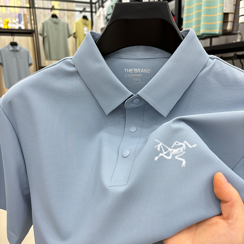 Outlet Men's Short-Sleeved T-Shirt with Lapel 2026 Summer Thin Style Quick-Drying Breathable High-End Polo Shirt for Young and Middle-Aged People