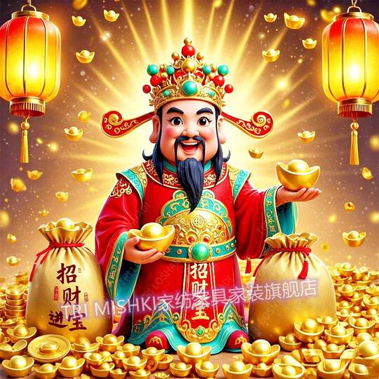 2025 Neujahrs-Gott des Reichtums-Aufkleber-Wandbild, beliebtes Wohnzimmer, festliche Wandaufkleber, glückliche Menschen und wohlhabender Reichtum, Frühlingsfest-Türaufkleber