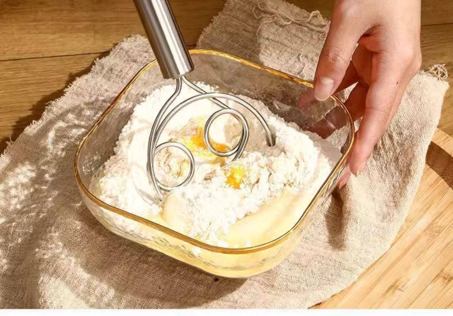 Мешалка 不锈钢和面器双眼线圈厨房打粉器和面搅拌器不粘粉搅粉棒和面神器