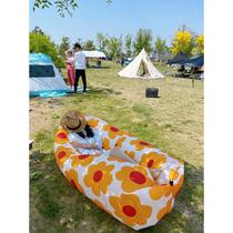 Camping inflatable sofa sunflower outdoor lazy picnic lounge chair portable folding music festival air mattress bed air stool