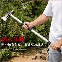 Forged manganese steel ax thickened iron handle ax for tree felling and firewood hammer ax integrated long handle firewood cutting artifact firewood ax woodworking