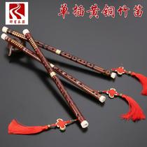 Flute instrument beginning student flute professional bamboo flute brown wine and red line single - plug bamboo flute formulation