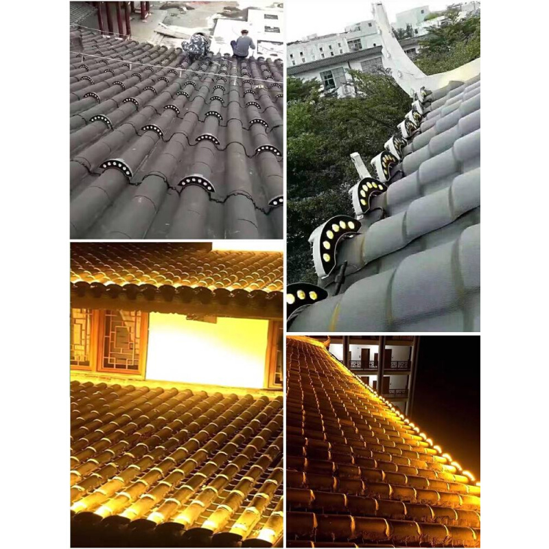 Led corrugated lamp outdoor waterproof cool pavilion ancient building 6W roof tile surface ditch along decoration crescent moon light 24v-Taobao