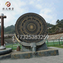 New product customized bronze drum Zhuang bronze drum national musical instrument square sculpture large outdoor bronze drum sculpture factory direct sale