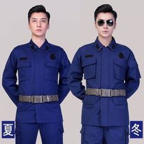 New full set of blue summer work suits breathable and wear-resistant work clothes autumn and winter thickened training clothes mens long sleeves a complete set