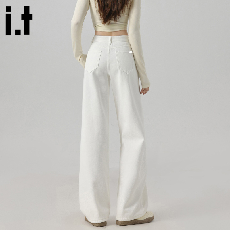 It:Chocoolate White High-Waisted Wide-Leg Jeans for Women 2026 Summer Thin Tencel Narrow Straight-Leg Pants