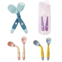 Baby Children Spoon Fork Set Soft Bendable Silicone Scoop Fo