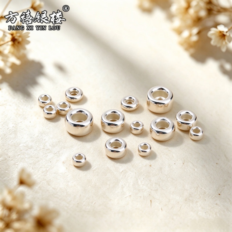 S925 Sterling Silver Wheel Beads, Spacer Beads, Loose Beads, Spacer Pads, DIY Beading, Braided Rope, Bracelet, Necklace, Pendant Accessories