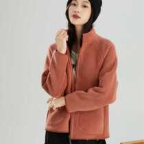 (700g Extra Thick Jacket) Womens New Winter Thickened Sheep Velvet Stand Collar Double-sided Velvet Short Polar Fleece Jacket