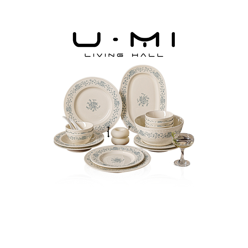 U Mi Living · Blue Rose | Tableware Set Ceramic Household Underglaze Color Pastoral Style Bowls, Plates, and Chopsticks U Mi Living · Blue Rose | Tableware Set Ceramic Household Underglaze Color Pastoral Style Bowls, Plates, and Chopsticks