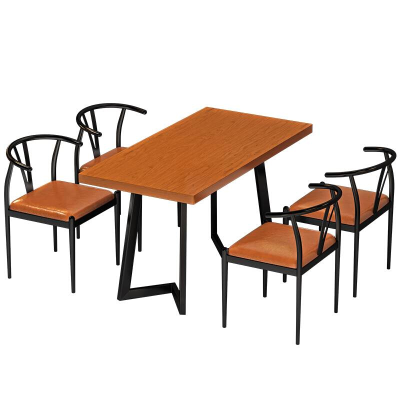Industrial Wind Solid Wood Table Barbecue shop Fire pot shop Music dining bar Clear Bar Catering Casual Dining Table And Chairs Combo-Taobao