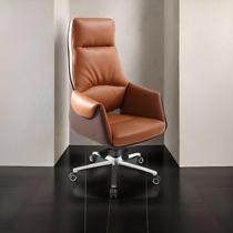 Light Lavish Genuine Leather Boss Chair Large Class Chair Office Chair Home Chair Swivel Chair Computer Chair For A Long Time Comfortable Backrest Chair